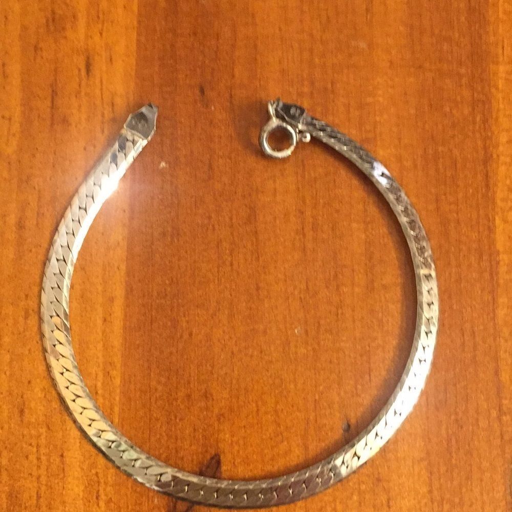Silver flat link bracelet, vintage